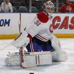 Carey Price watches the puck
